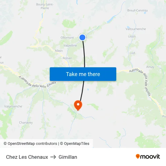 Chez Les Chenaux to Gimillan map