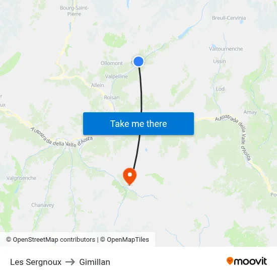 Les Sergnoux to Gimillan map