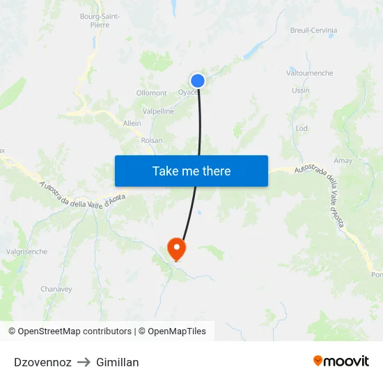 Dzovennoz to Gimillan map