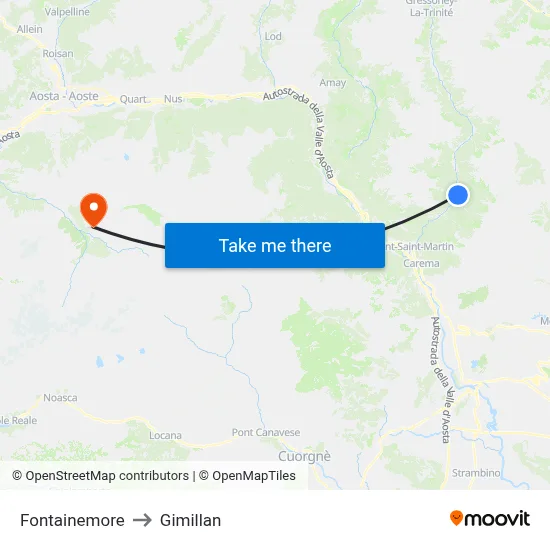 Fontainemore to Gimillan map