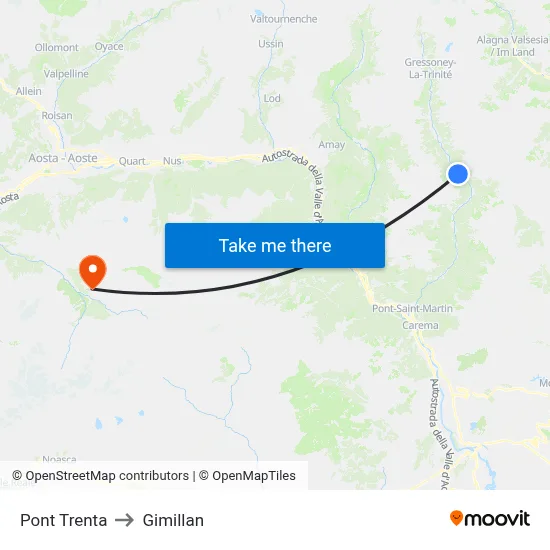 Pont Trenta to Gimillan map