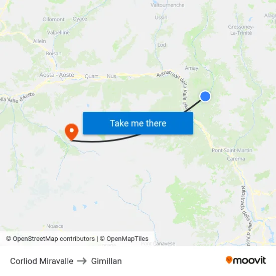 Corliod Miravalle to Gimillan map