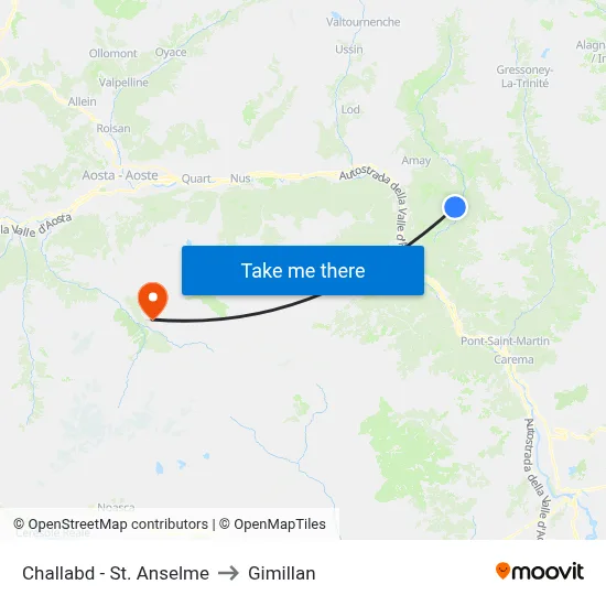 Challabd - St. Anselme to Gimillan map