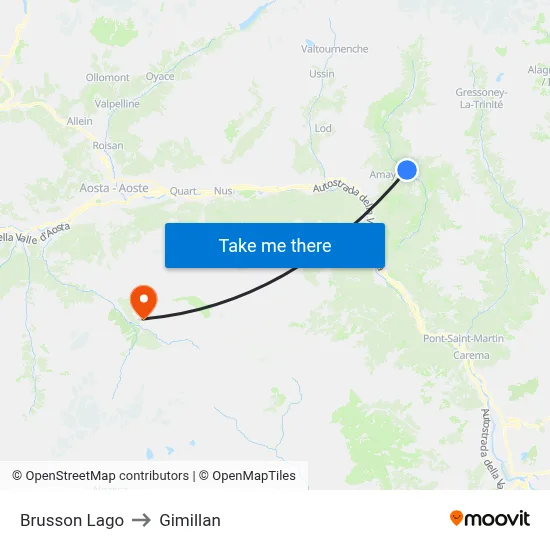 Brusson Lake to Gimillan map