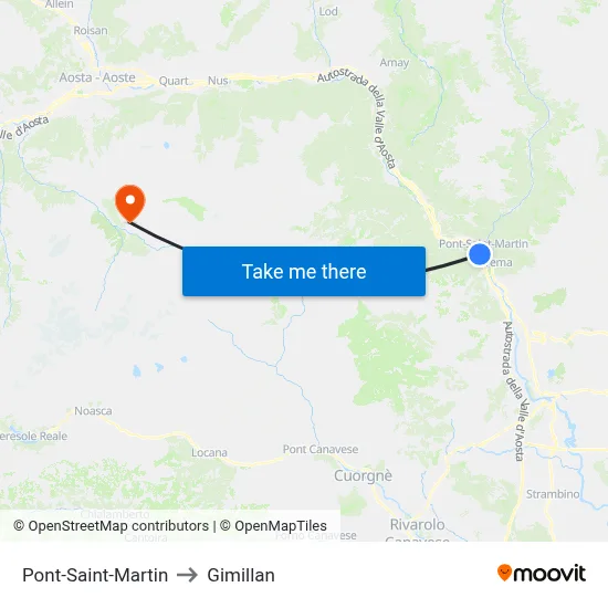 Pont-Saint-Martin to Gimillan map