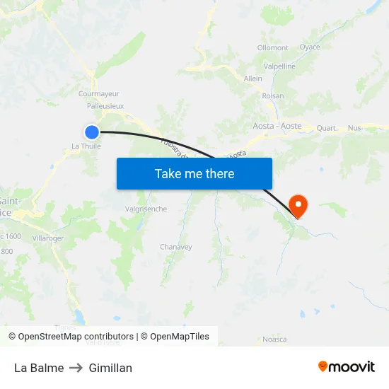 La Balme to Gimillan map