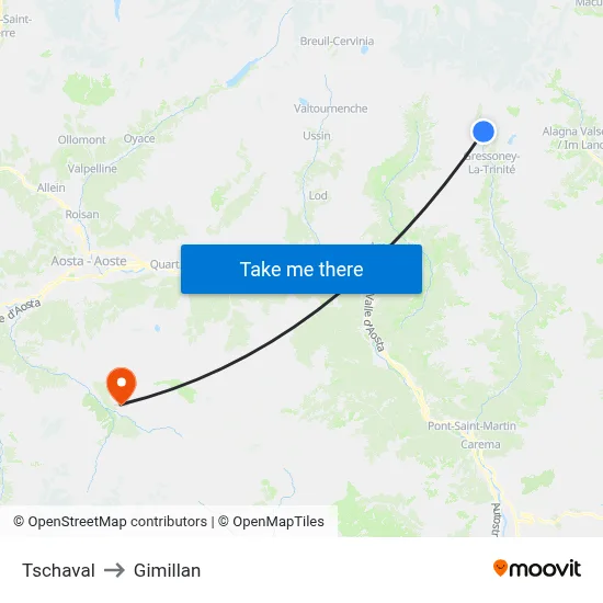 Tschaval to Gimillan map