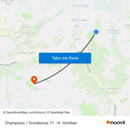 Champoluc / Dondeynaz 71 to Gimillan map