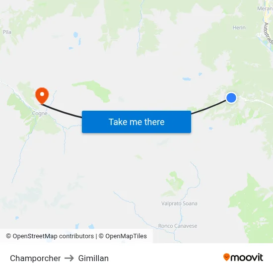 Champorcher to Gimillan map