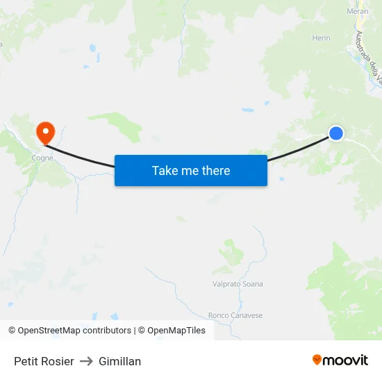 Petit Rosier to Gimillan map