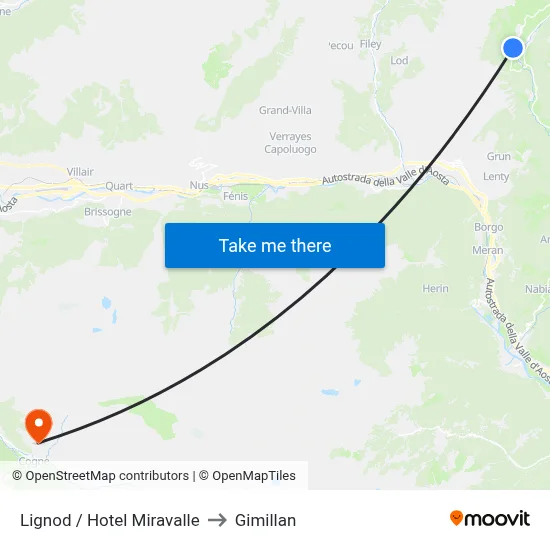 Lignod / Hotel Miravalle to Gimillan map