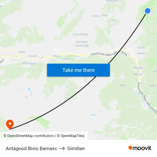 Antagnod Barnasc Junction to Gimillan map