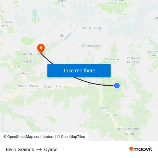 Graines Junction to Oyace map