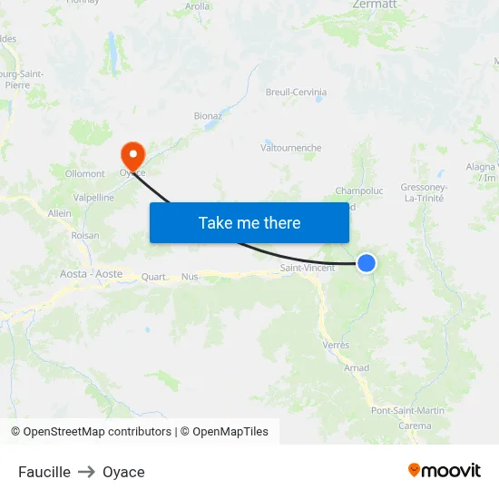 Faucille to Oyace map