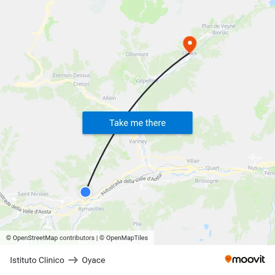 Clinical Institute to Oyace map