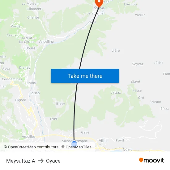 Meysattaz A to Oyace map
