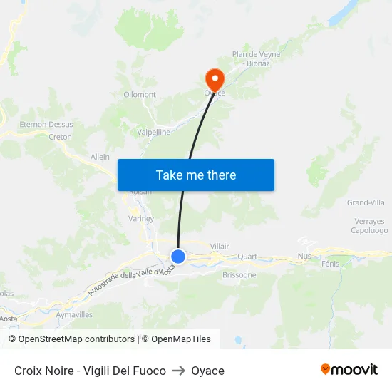 Croix Noire - Fire Station to Oyace map