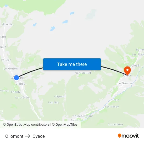 Ollomont to Oyace map