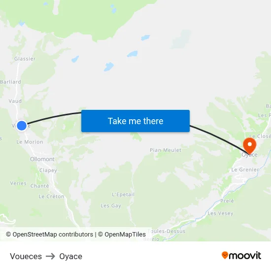 Voueces to Oyace map