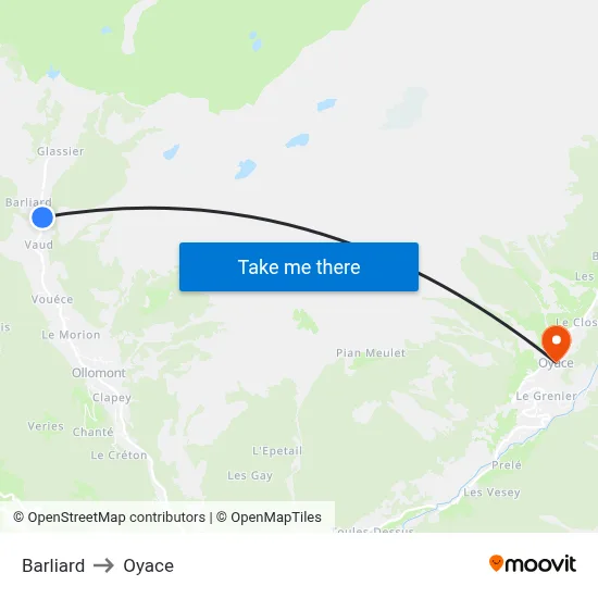 Barliard to Oyace map