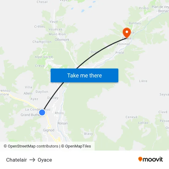 Chatelair to Oyace map