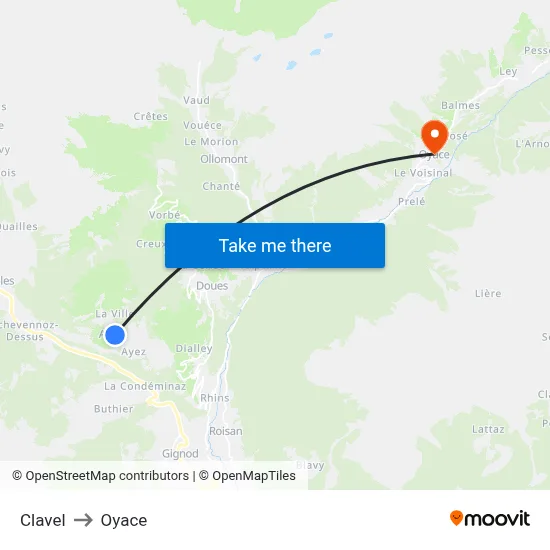 Clavel to Oyace map