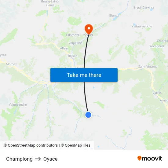 Champlong to Oyace map