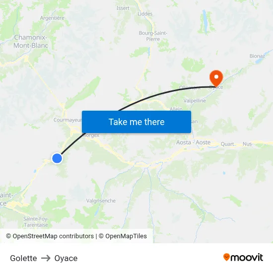 Golette to Oyace map