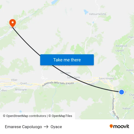 Emarese Capoluogo to Oyace map