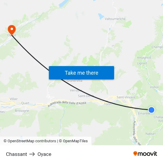 Chassant to Oyace map