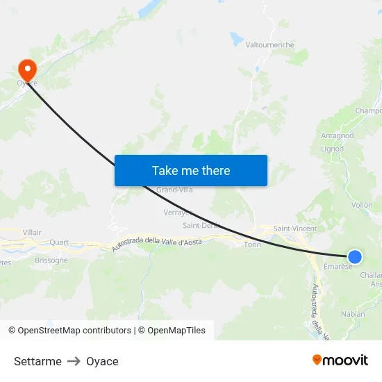 Settarme to Oyace map