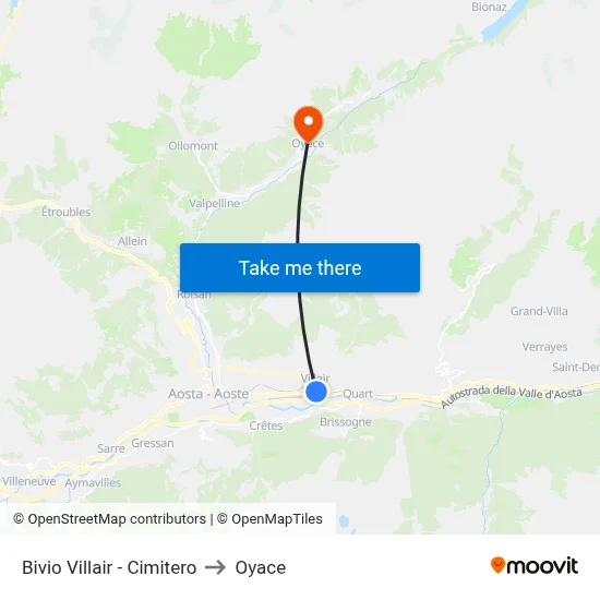 Villair Junction - Cemetery to Oyace map