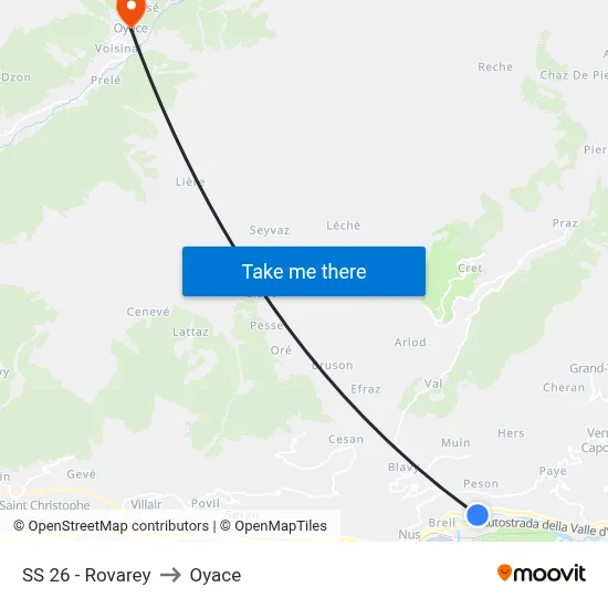 SS 26 - Rovarey to Oyace map