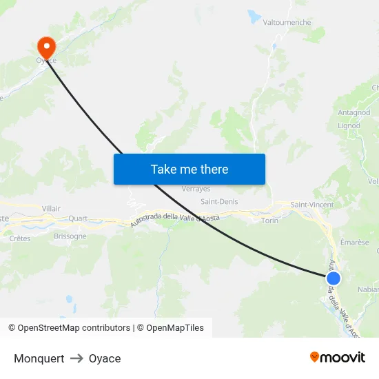 Monquert to Oyace map