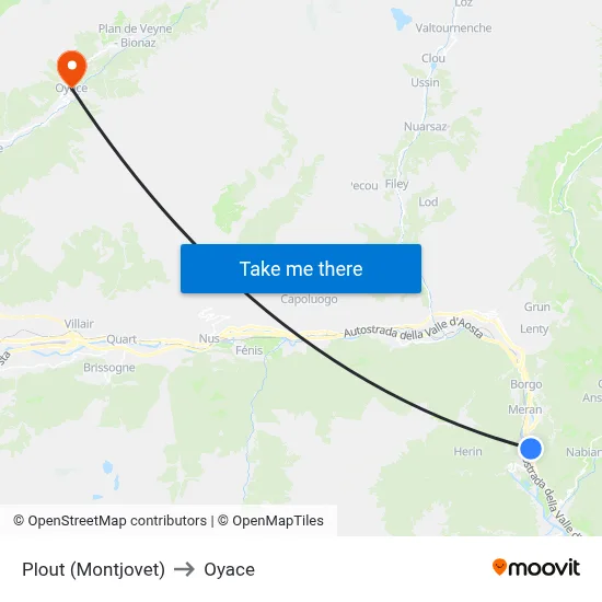 Plout (Montjovet) to Oyace map