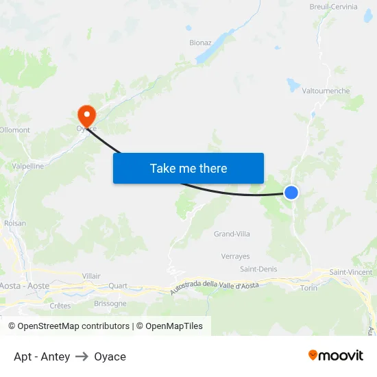 Apt - Antey to Oyace map