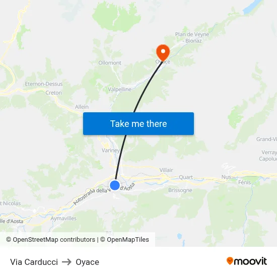 Carducci Street to Oyace map