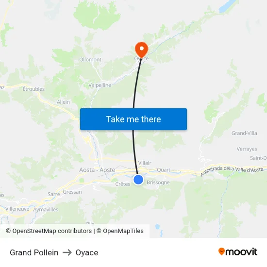 Grand Pollein to Oyace map