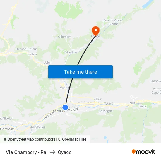 Chambery Street - Rai to Oyace map