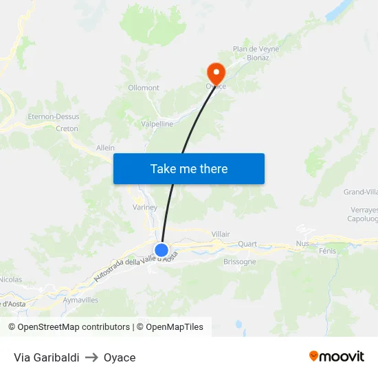 Garibaldi Street to Oyace map