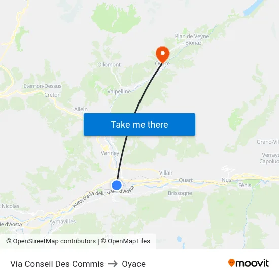 Conseil Des Commis Street to Oyace map