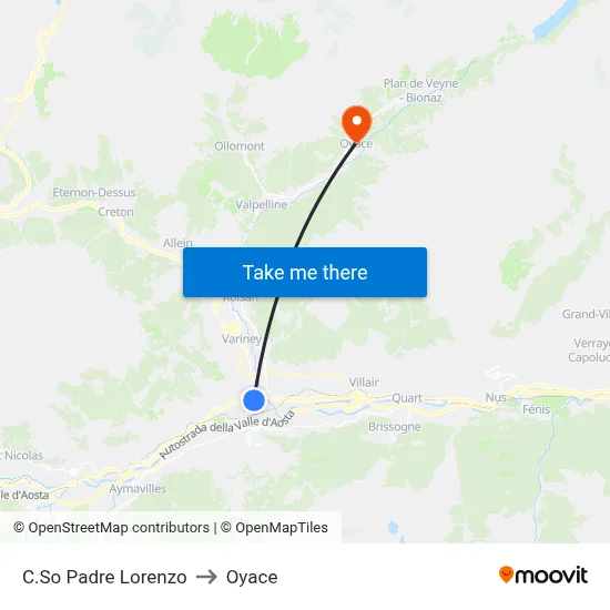 Father Lorenzo Avenue to Oyace map