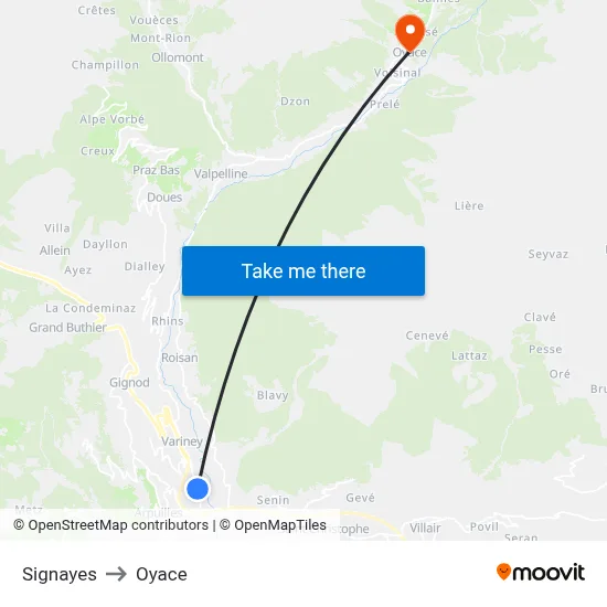 Signayes to Oyace map