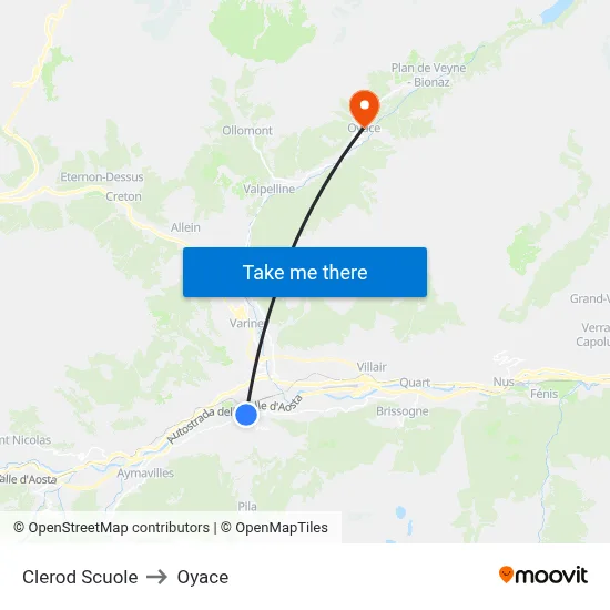 Clerod Schools to Oyace map