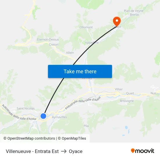 Villenueuve - East Entrance to Oyace map
