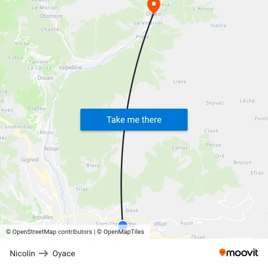 Nicolin to Oyace map