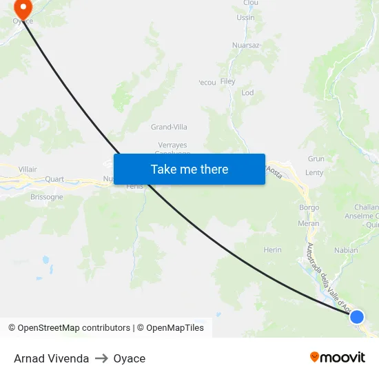 Arnad Vivenda to Oyace map