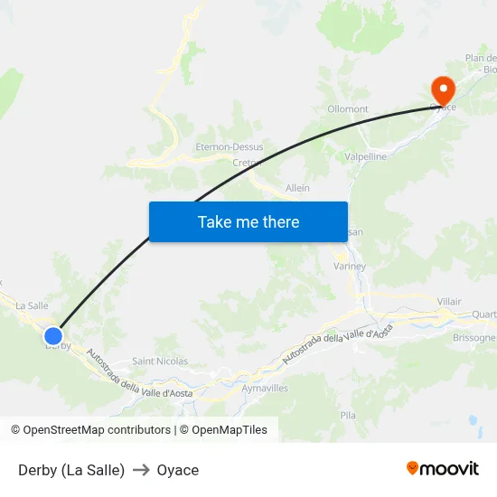 Derby (La Salle) to Oyace map