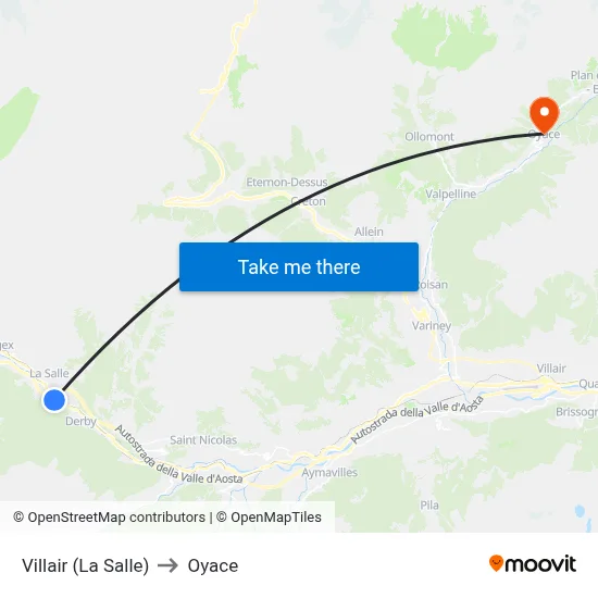 Villair (La Salle) to Oyace map