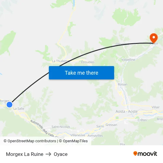 Morgex La Ruine to Oyace map